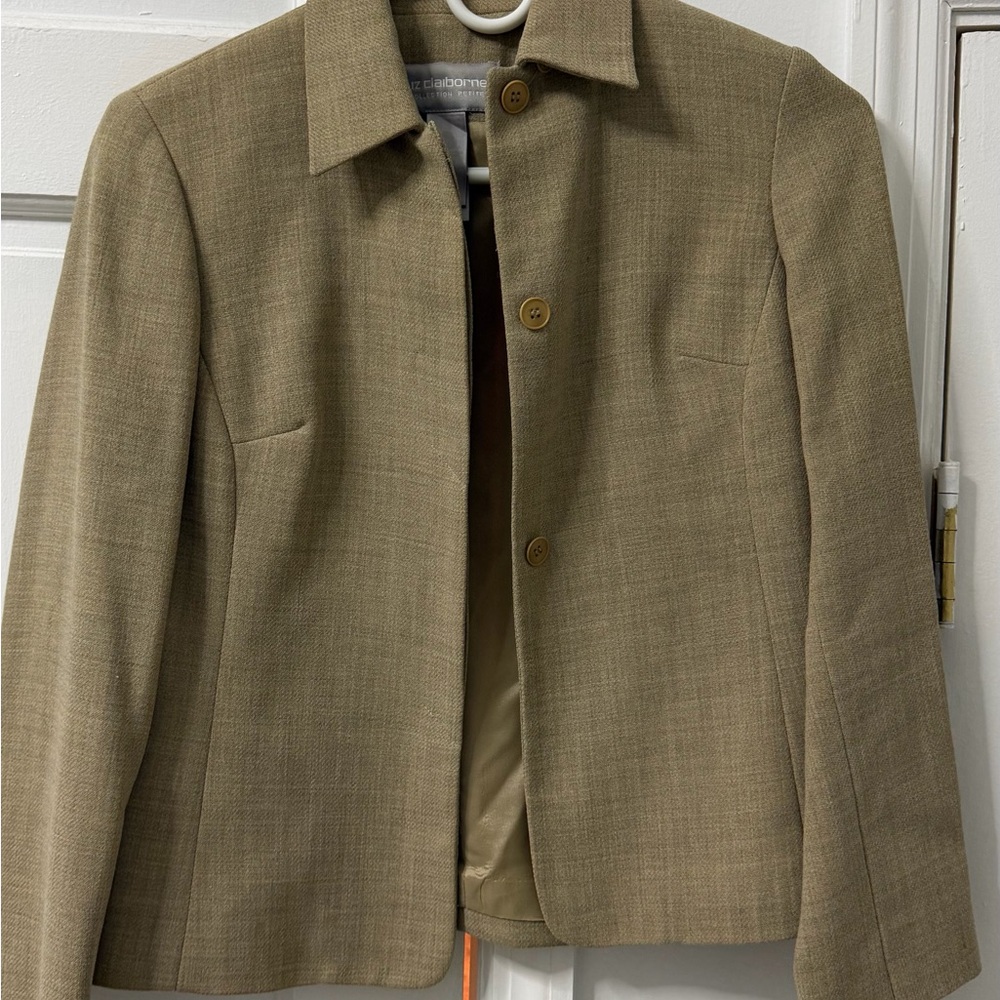 Liz Claiborne Wool Tan Blazer with Classic Buttons